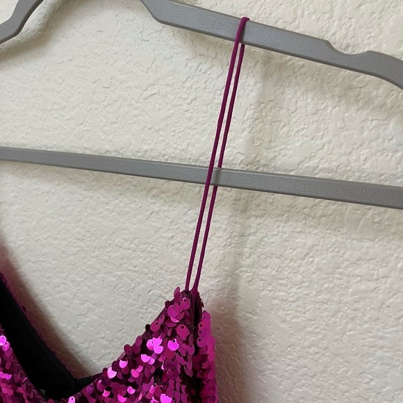 NWT SACHIN & BABI | Maslak Sequined Flounce Hem Midi Dress in Fuchsia | Size 0 - Picture 8 of 16